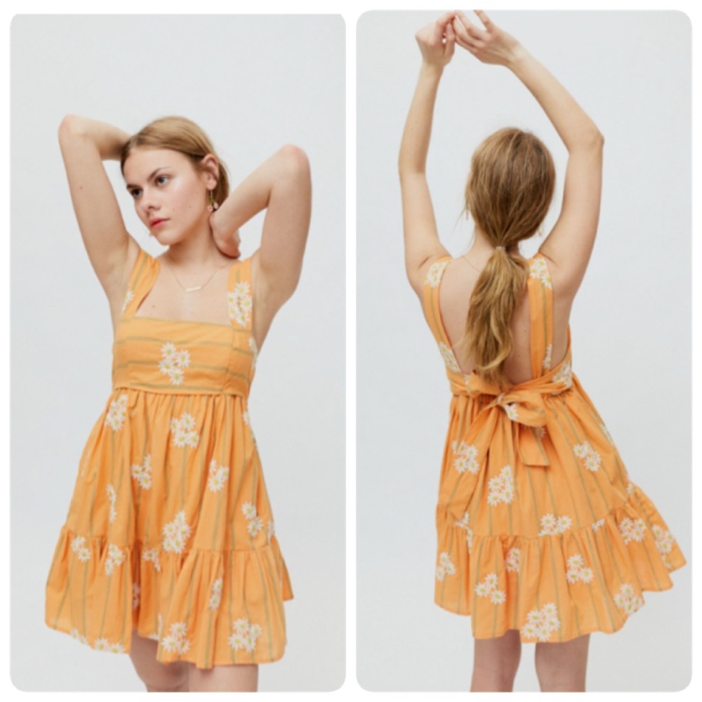 Urban Outfitters Orange Floral Mini Dress